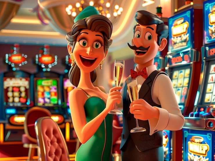 Tampilan meja live dealer blackjack dengan dealer dan pemain di layar